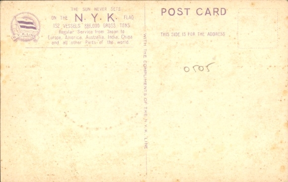 passe-partout ansichtkaart NYK Line, stoomboot SS Kashima Maru