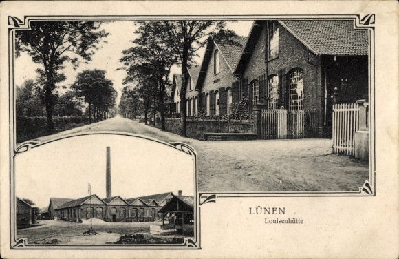 Postcard Lünen in Westphalia, Louisenhütte, street section