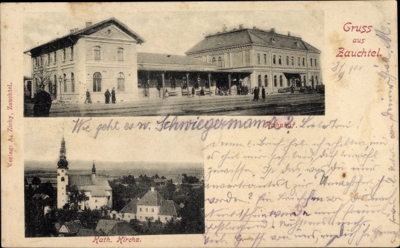 PC Suchdol nad Odrou Zauchtel Moravian Silesia, train station, Catholic Church