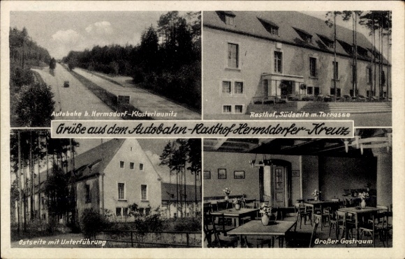 Postcard Hermsdorf Thuringia, motorway service station Hermsdorfer Kreuz