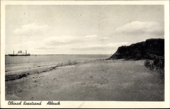 Postcard Elbinsel Krautsand Drochtersen in the district of Stade, demolition