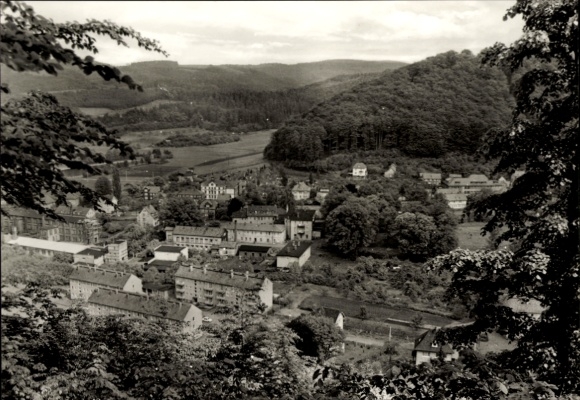 Postcard Thal Ruhla in Thuringia, climatic health resort Thal, view from the old cellar, photo by Hildebrandt, Erfurt