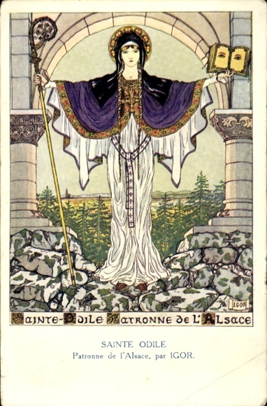 Artist Postcard Igor, Sainte Odile, Patronne de l'Alsace, Alsatian Patron Saint