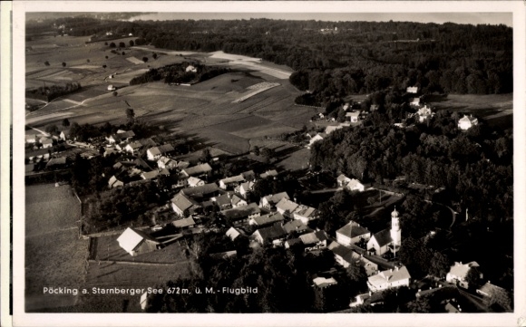 Postcard Pöcking am Starnberger See Upper Bavaria, aerial photograph, Starnberger See, rural surroundings, houses