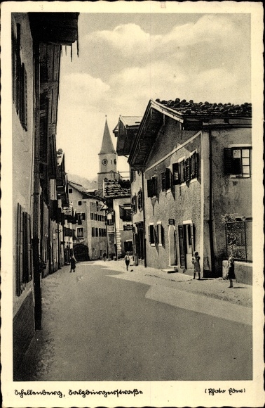 Postcard Schellenberg Marktschellenberg Oberbayern, Salzburger Straße, church tower