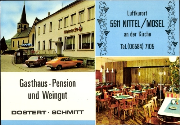 Postcard Nittel an der Moselle, Inn Weingut Dostert-Schmitt an der Kirche