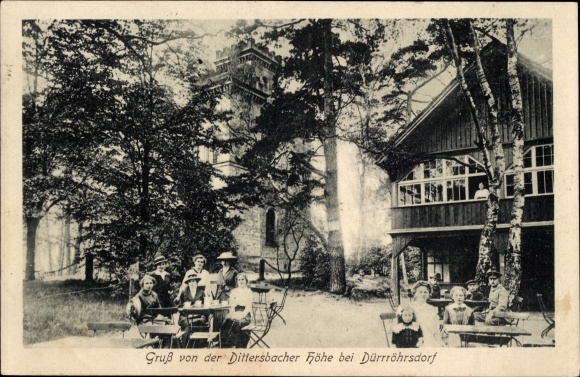 Postcard Dürrröhrsdorf Dittersbach, inn Dittersbacher height with guests