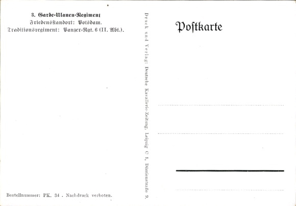 Artist Postcard Merté, Oskar, 3rd Guards Uhlan Regiment, Peace Site Potsdam