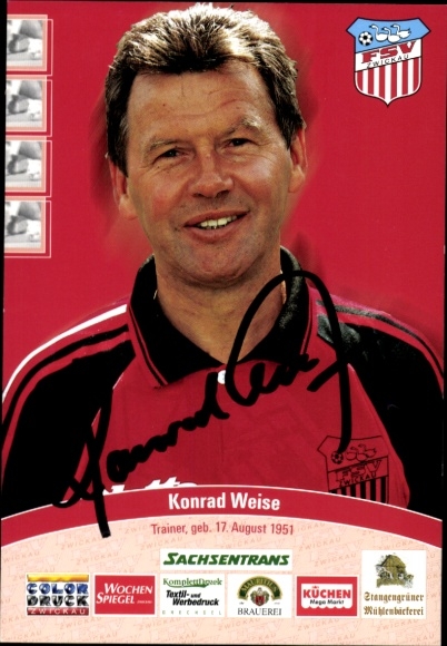 Autogrammkarte Trainer Konrad Weise, FSV Zwickau, Autogramm