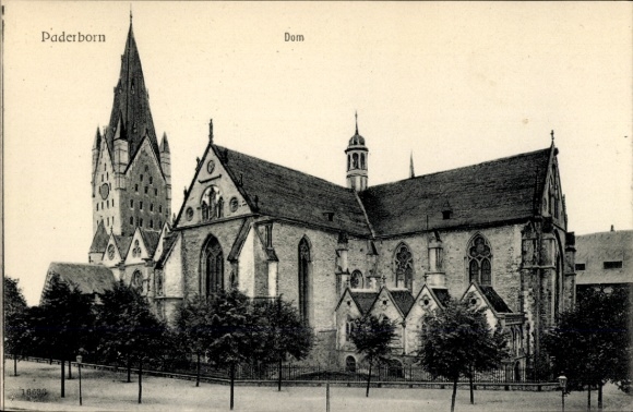 Postcard Paderborn in Westphalia, Paderborn Cathedral, Historic Building, Detailed Architecture