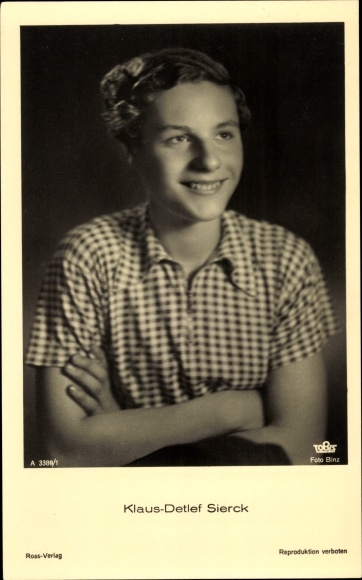 Ak Schauspieler Klaus Detlef Sierck, Portrait, Ross Verlag A 3389/1
