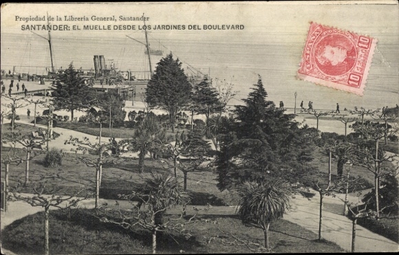 Postcard Santander Cantabria Spain, El Muelle desde los Jardines del Boulevard