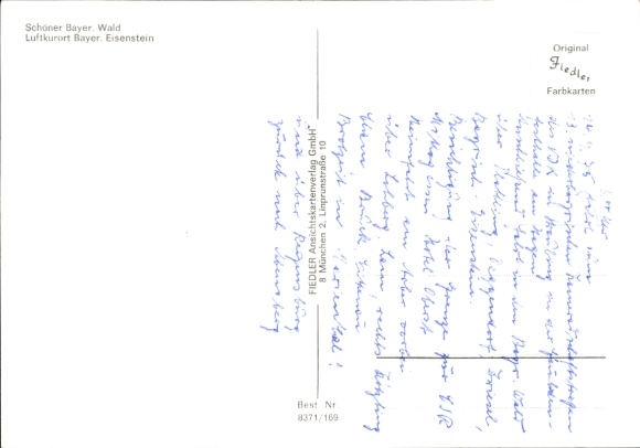 Postcard Bayerisch Eisenstein in the Bavarian Forest of Lower Bavaria, long shot, border