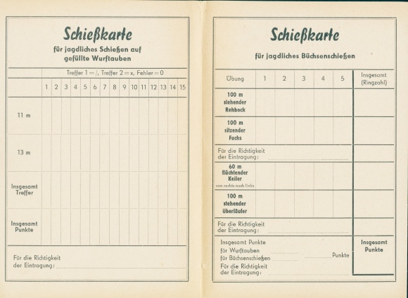 Folding PC shooting card Dt. Jagdschutz Verband, RWS ammunition, Dynamit AG vorm. Alfred Nobel Nuremberg