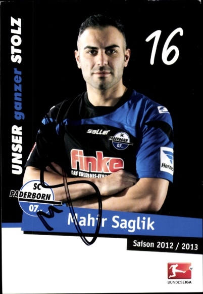 Autograph card footballer Mahir Saglik, SC Paderborn 07, autograph