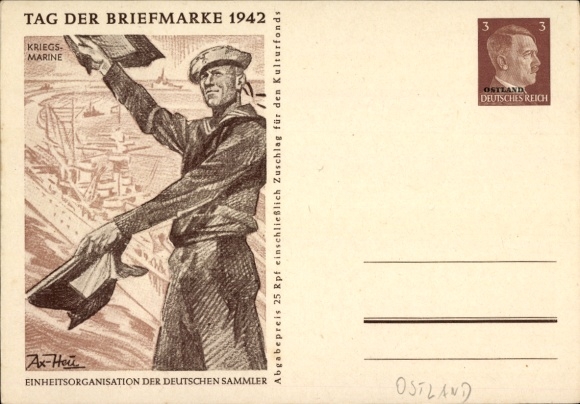 KP artysty papeterii pocztowej Axster Heudtlaß, Dzień Znaczka 1942, Marynarka Wojenna