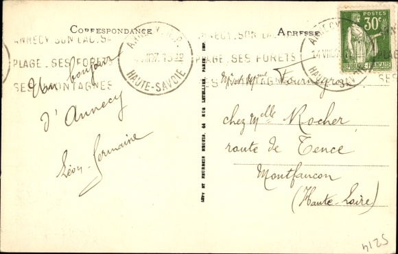 Postcard Lake Annecy, saloon steamer