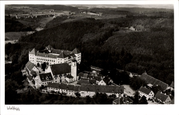 Ak Wolfegg im Allgäu, Fliegeraufnahme