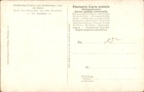 Artist Postcard Propheter, O., Grand Duke Friedrich I of Baden, Grand Duchess Luise, Gold. Wedding 1906