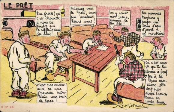 Artist Postcard French Army, le Pret