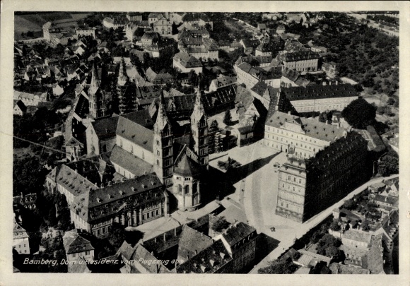 Postcard Bamberg in Upper Franconia, Cathedral, Residence, aerial photograph