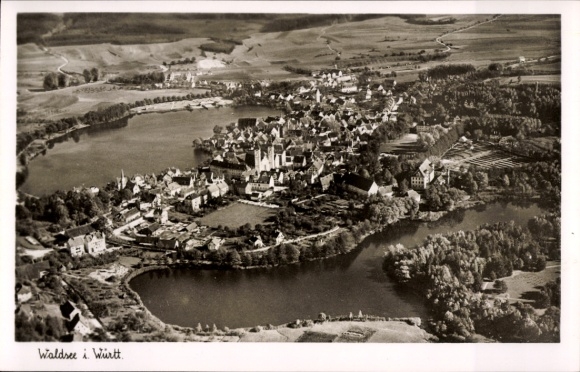 Postcard Bad Waldsee in Upper Swabia Württemberg, aerial photograph