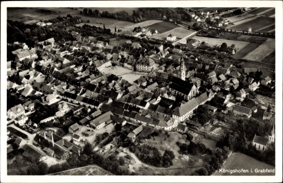 Postcard Bad Königshofen im Grabfeld Unterfranken, aerial photo of the place