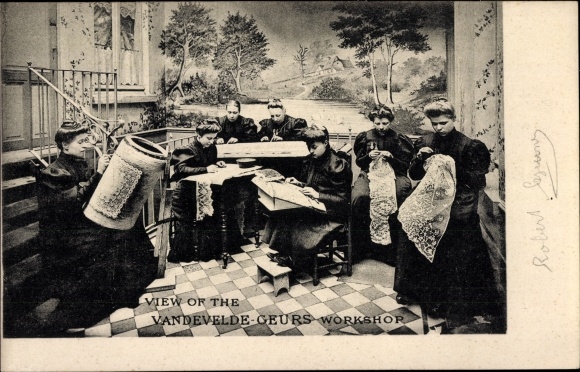 PC Brussels, Royal Lace Manufactory Vandevelde Geurs, lace makers, workshop
