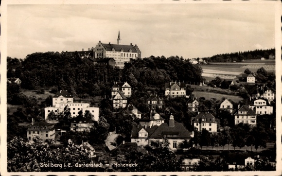 Ak Stollberg im Erzgebirge, Stollberg mit Gartenstadt, Hoheneck, Berglandschaft, historische A...