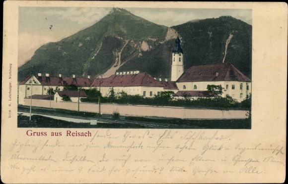 Postcard Reisach Oberaudorf in Upper Bavaria, view of the place
