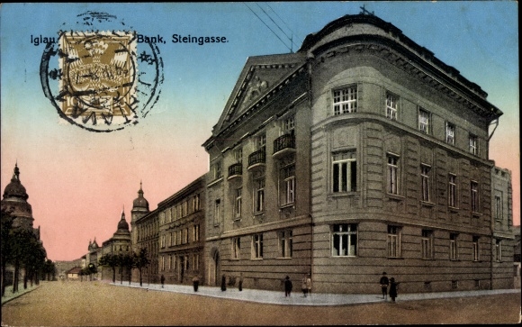 Ak Jihlava Iglau Region Hochland, Bank, Steingasse