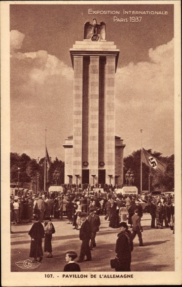 PC Paris, Exposition Internationale 1937, Pavillon d&#39;Allemagne, Deutsches Haus, architect Speer