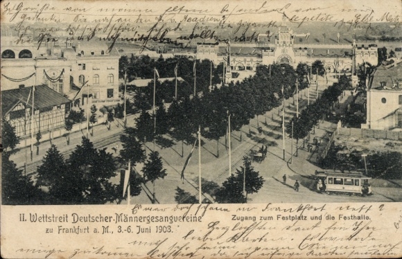 Postcard Frankfurt am Main, II. Competition of German Men's Choirs, 3-6 June 1903, Festplatz, Halle