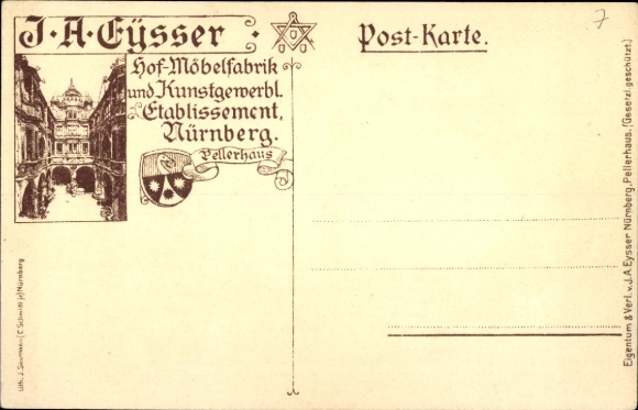 Artist Postcard Nuremberg in Middle Franconia Bavaria, portrait Adam Kraft, Pellerhaus, owner JA Gysser