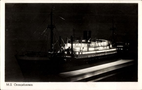 Postcard MS Oranjefontein, Holland West Africa Lijn, HWAL, steamer