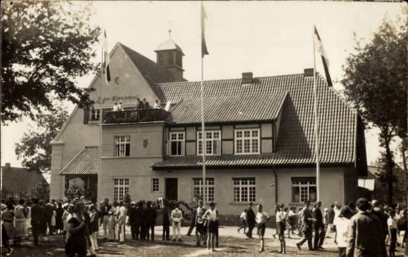 Postcard Lanz in der Prignitz, Jahn celebration 11.08.1928, memorial house, Jahn memorial, German Gymnastics Association