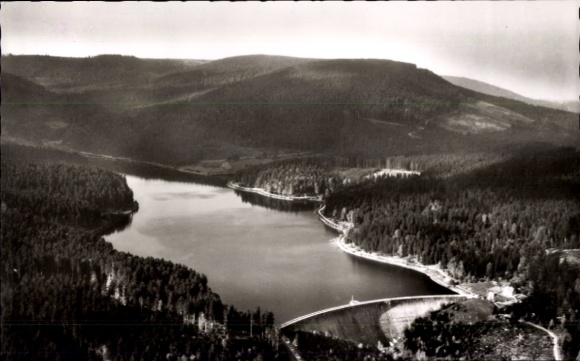 Ak Forbach im Schwarzwald, Schwarzenbach-Talsperre, Fliegeraufnahme
