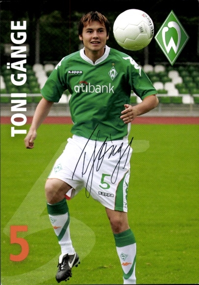 Autogrammkarte Fußballer Toni Gänge, Werder Bremen, Autogramm