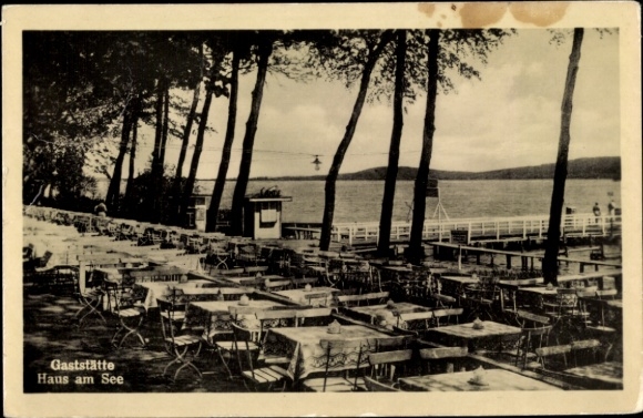 Ak Ferch Schwielowsee, restaurant Haus am See, steiger