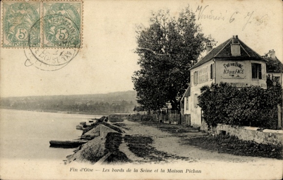 Ak Conflans fin d´Oise, Bords de la Seine et la Maison Pichon