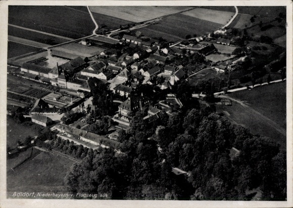 Postcard Adldorf Eichendorf in Lower Bavaria, aerial photograph