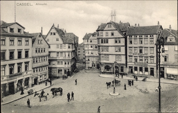 Ak Cassel Kassel in Hessen, Altmarkt,  Gebäude, Pferde, Menschen, Bier-Brauerei