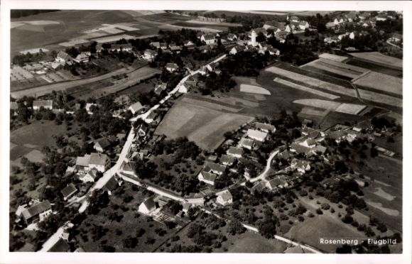 Postcard Rosenberg Weischlitz in the Vogtland, aerial view of country houses, fields, trees