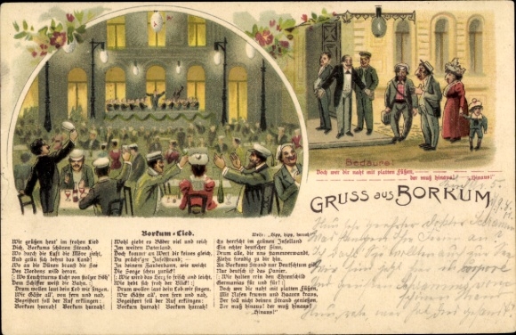 Judaika Song Postcard North Sea resort Borkum in East Frisia, Borkum song, Jews, flat feet, anti-Jewish