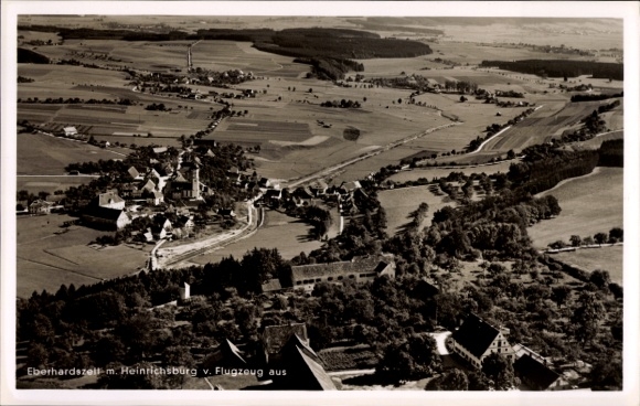 Ak Heinrichsburg Eberhardzell in Oberschwaben Württemberg, Fliegeraufnahme