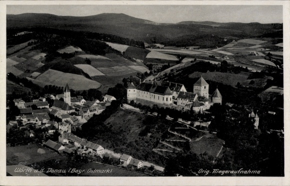 Postcard Wörth an der Donau Upper Palatinate Bavaria, aerial photograph