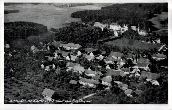 Postcard Bonlanden Filderstadt in Württemberg, aerial photograph, monastery, institute