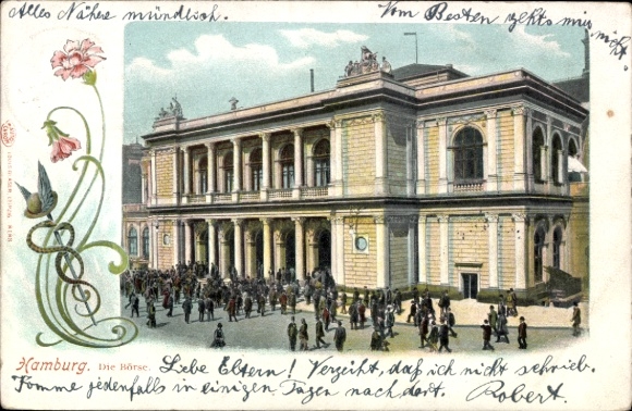 Art Nouveau Postcard Hamburg, The Stock Exchange