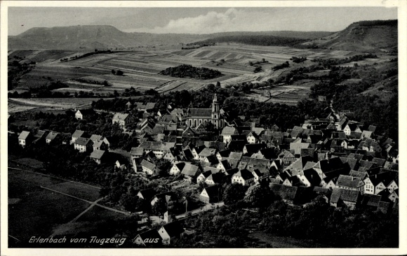 Postcard Erlenbach am Main in Lower Franconia, aerial photograph