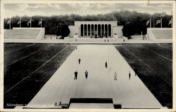 Postcard Nuremberg, Nazi Party Rally Grounds, Luitpold Arena, Memorial